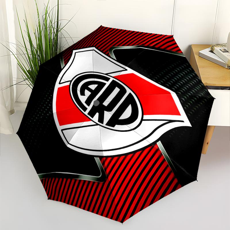 Club Atlético River Plate Print Automatic Umbrella, 8 Rib Iron Frame, Plastic Handle, Suitable for Outdoor Travel &Daily , Ideal Gift