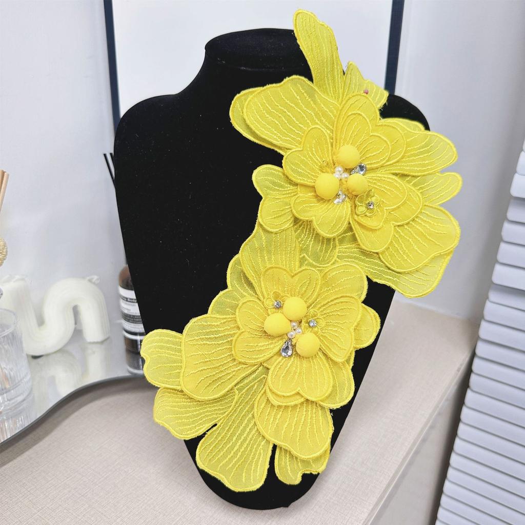 Color Chiffon Embroidery Handmade Beaded Cloth Sticker Accessories Lace Decal Decoration Diy Material Accessories