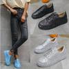 Neue Damen Casual Sneaker Mode Pailletten Schnür-Plateau Vulkanisierte Schuhe für Damen Outdoor Langlebige Flats Damen Laufschuhe