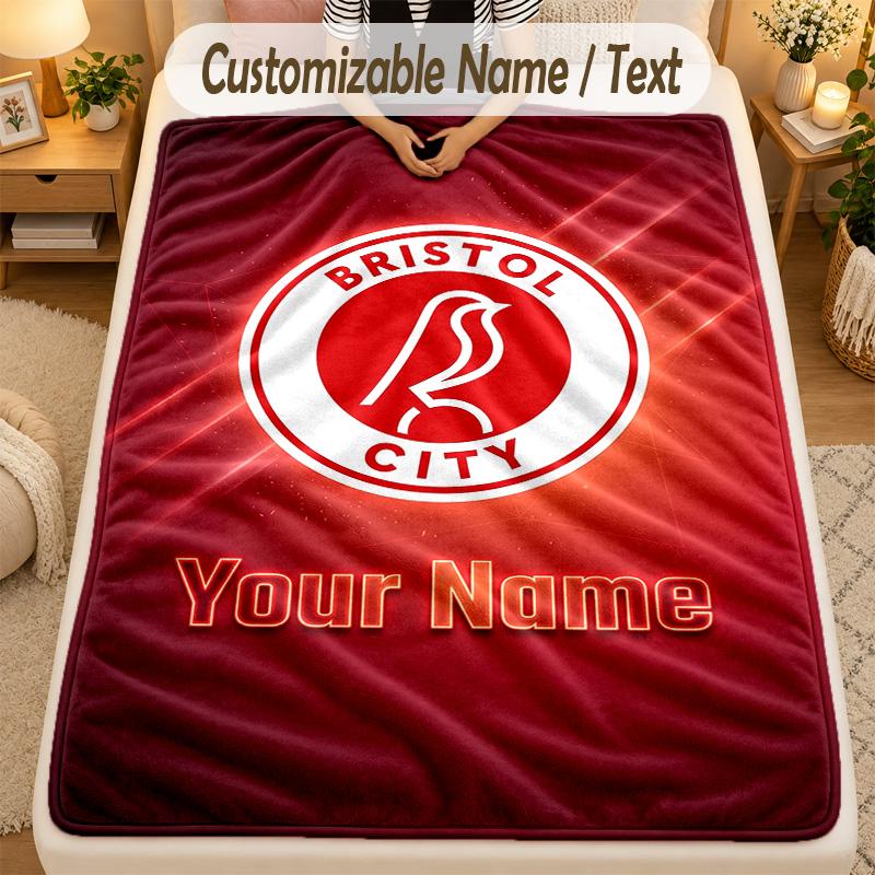 Flannel BlanketBristol City Custom Name Text Personalized Soft Warm Throw Blanket Home Decor Gift