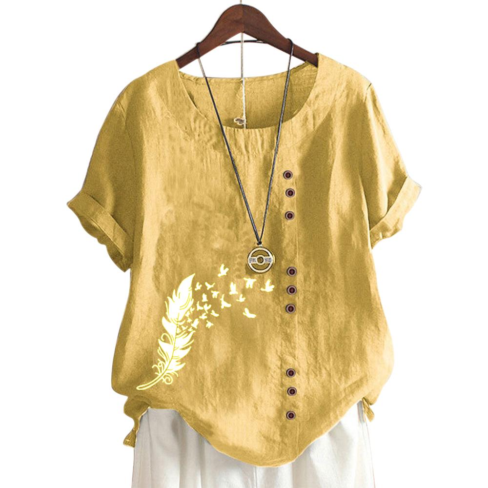 Модный женский хлопковый топ с короткими рукавами и 11 яркими цветочными узорами S белый — фото 10