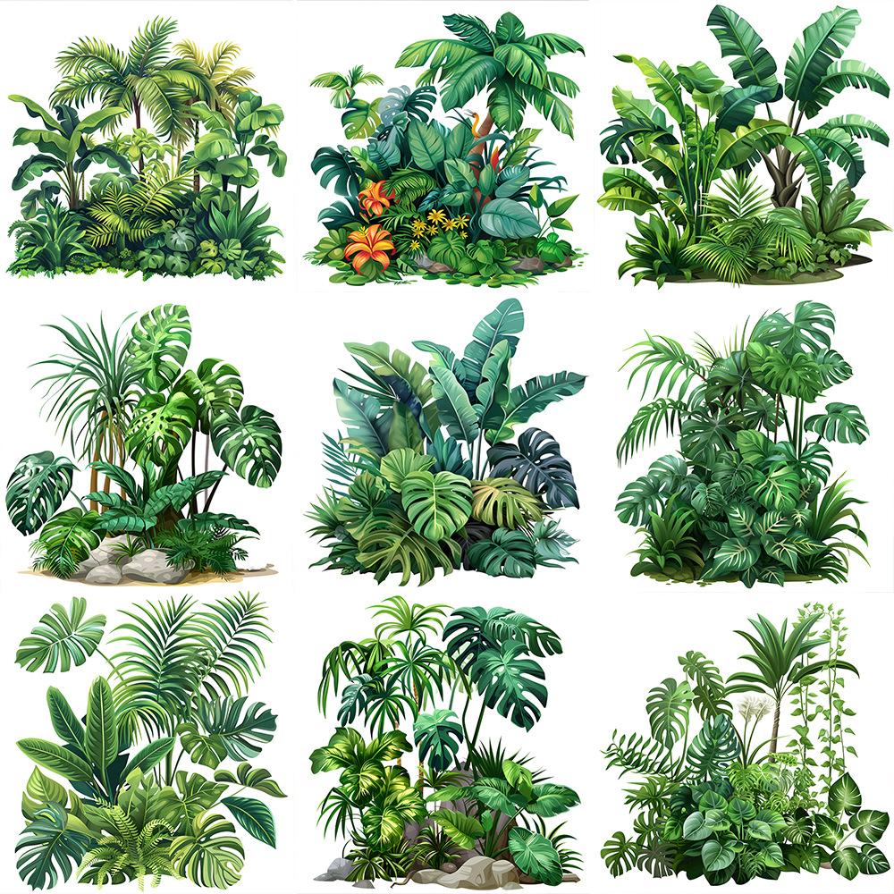 Gröna Växtväggklistermärken Heminredning Vardagsrum Tropisk Regnskog Palmblad Dekal Väggmålning Barnrum Tapet