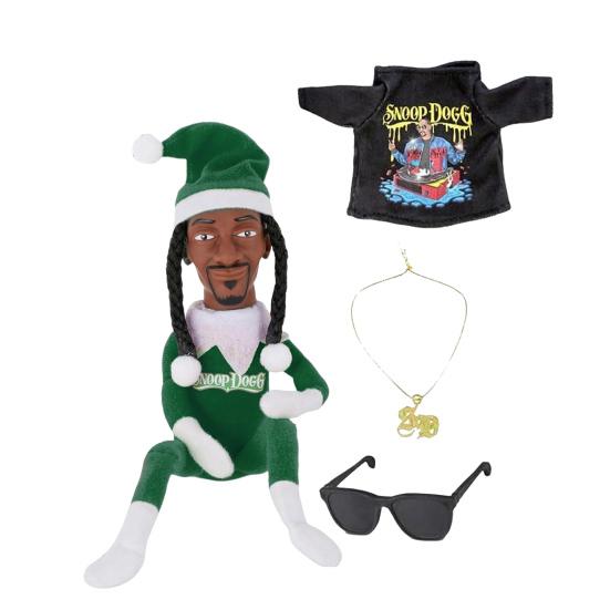 Snoop Elf on The Stool Funny Hip Hop Doll Christmas Ornaments Plush Doll Toy Collectible Home Decoration
