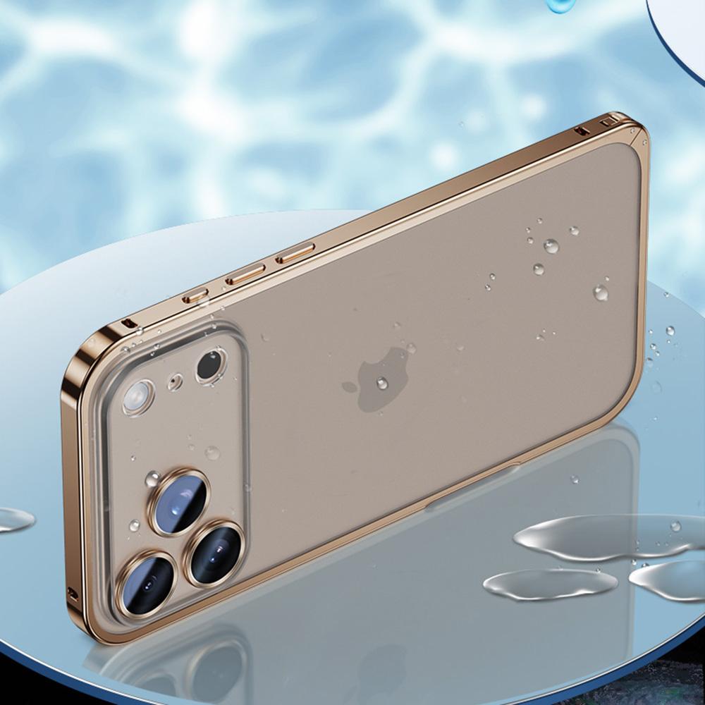 For iPhone 17 Pro Metal Clear Case Safety Lock Matte Anti-Fingerprint Back Cover