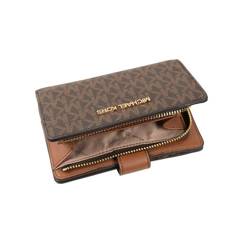 Michael Kors Front Brand Logo PVC (polyvinyl Chloride) Leather Wallet Women's Brown
