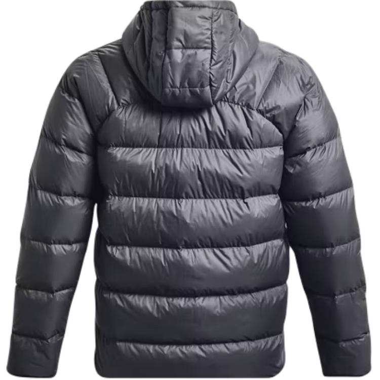 Under Armour Pánská péřová bunda s kapucí a dlouhým rukávem v jednobarevné šedé barvě, svrchní oděv 1372651-012