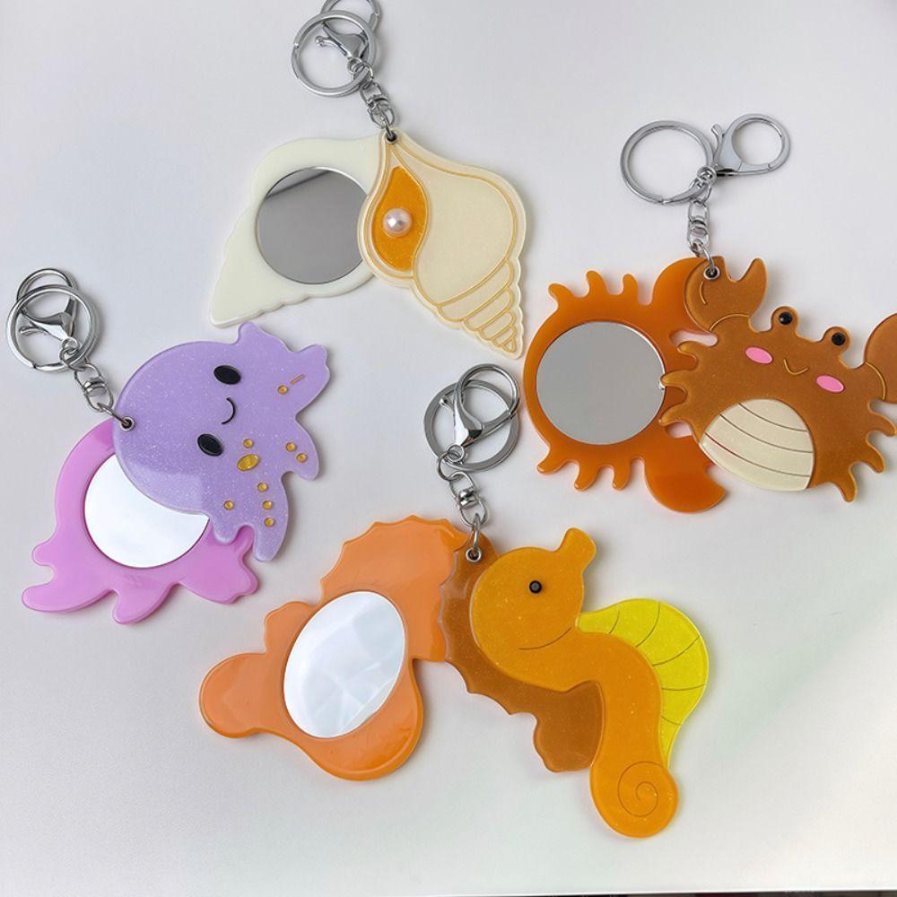 Keyring Mirror Pendant Whale Animals Bag Pendant Creative Acrylic Keychain  Unisex