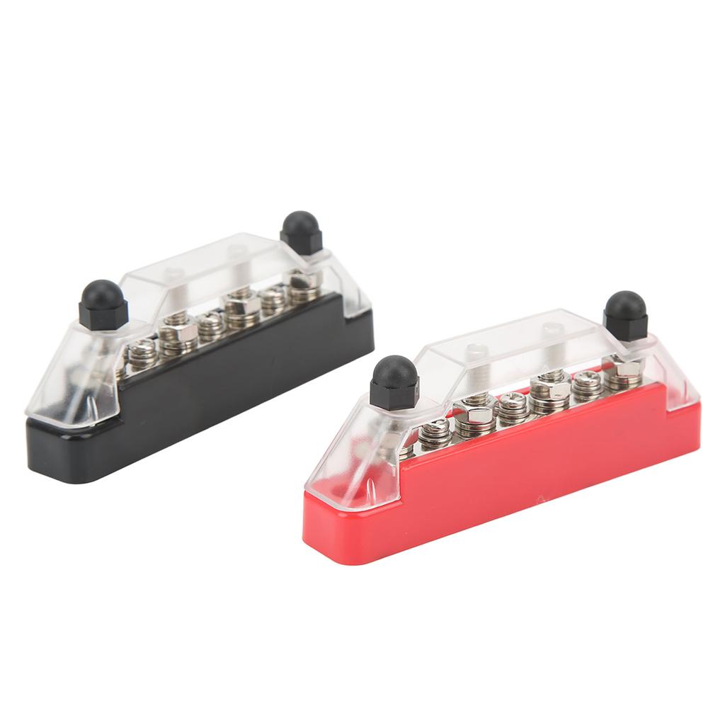 Power Distribution Block 48V 150A 7 Way Red and Black Bus Bar Junction Block with Cover for Car RV Truck Marine Boat