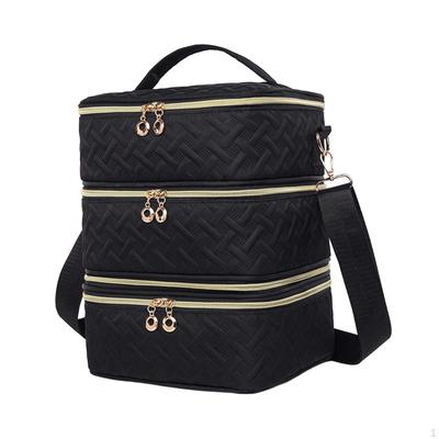 Cosmetic Bag for Nail Polish, Large Capacity Pouch with Handle And 3 Tier Design