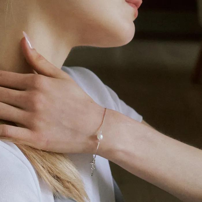 [925 silver]Pearl Facet Snake Chain Bracelet . MLB264
