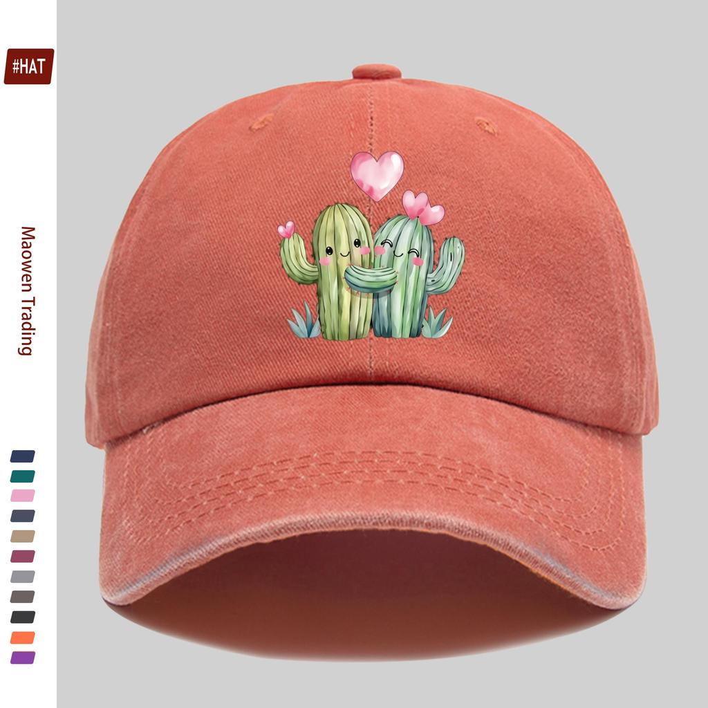 Pc Heart Cactus Print Baseball Cap Casual Style Design Decor Hat Comfortable Lightweight Sun Hat with Adjustable Strap Fashi