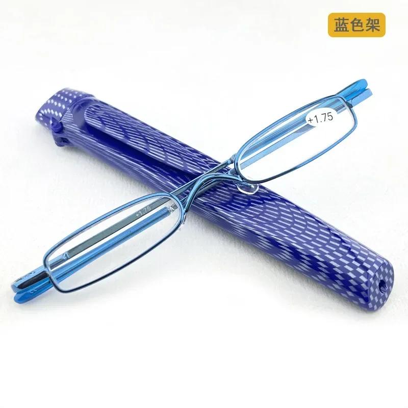 New Flip Top Cover Fashion Mini Spring Frame Reading Glasses Resin Lens Portable Pen Barrel Reading Glasses for Men and Women