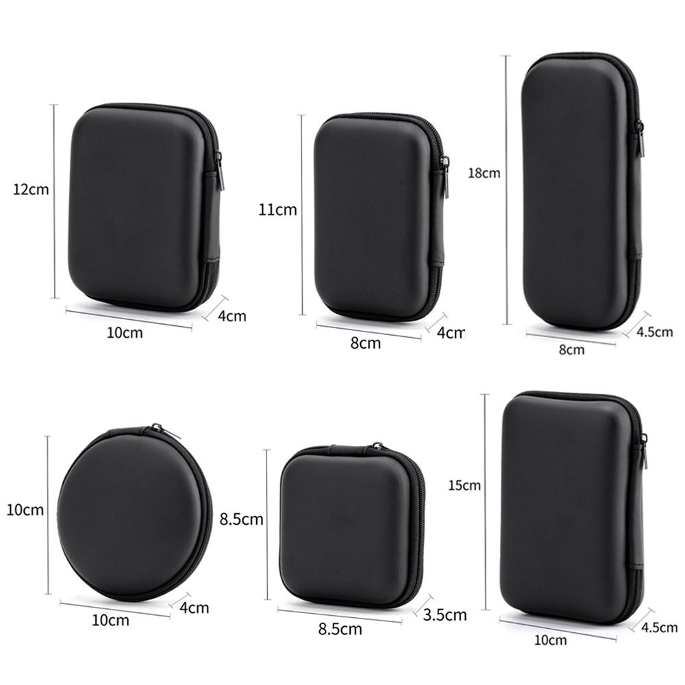 Durable Mini EVA Storage Box Black Portable Pouch Carrying Bag Zipper Earphone Case for Earphone