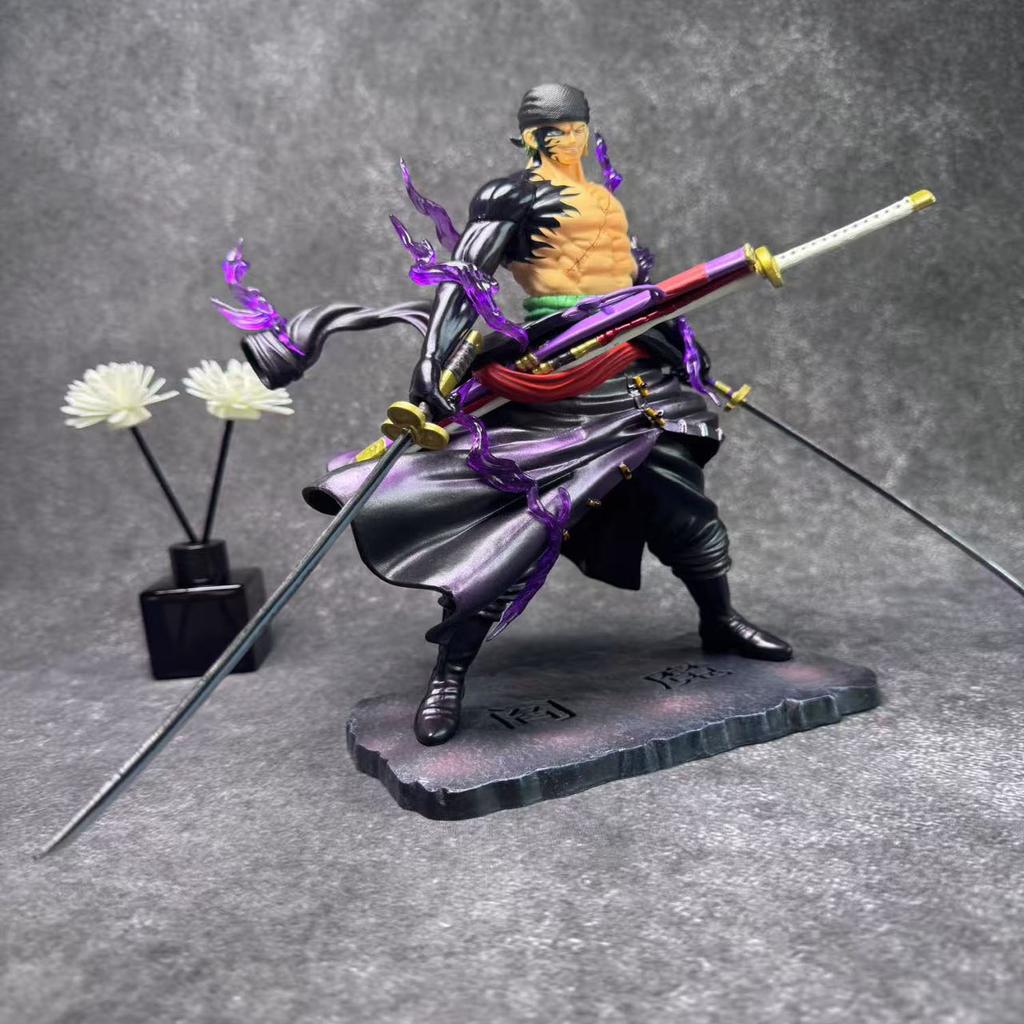 One Piece Anime Fugure 23cm Double-blade Flow Enma Zoro Battle Statue Action Toy PVC Figure Model Collectible Decoration Toy