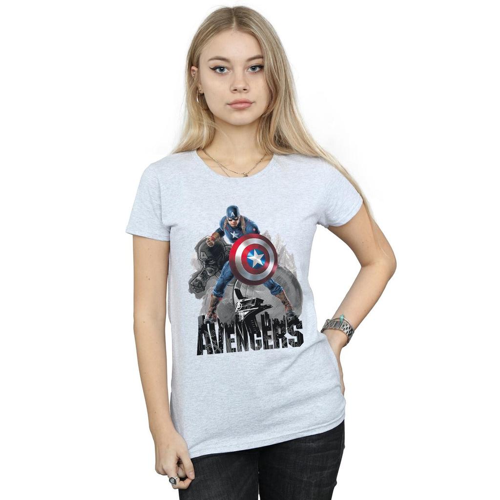 Marvel Womens/Ladies Captain America Action Pose Cotton T-Shirt