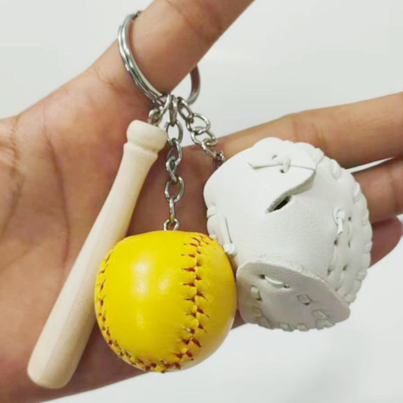 Creative Baseball Keychain Bag Pendant Set - Fashionable Three-Piece Couple Gift & Ornament