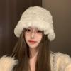 Women S Winter Warm Earmuff Knit Plush Hat Large Size Fisherman Cap