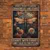 Rustic Vintage Dragonfly Wall Art Tin Sign with Stars and Inspirational Quote