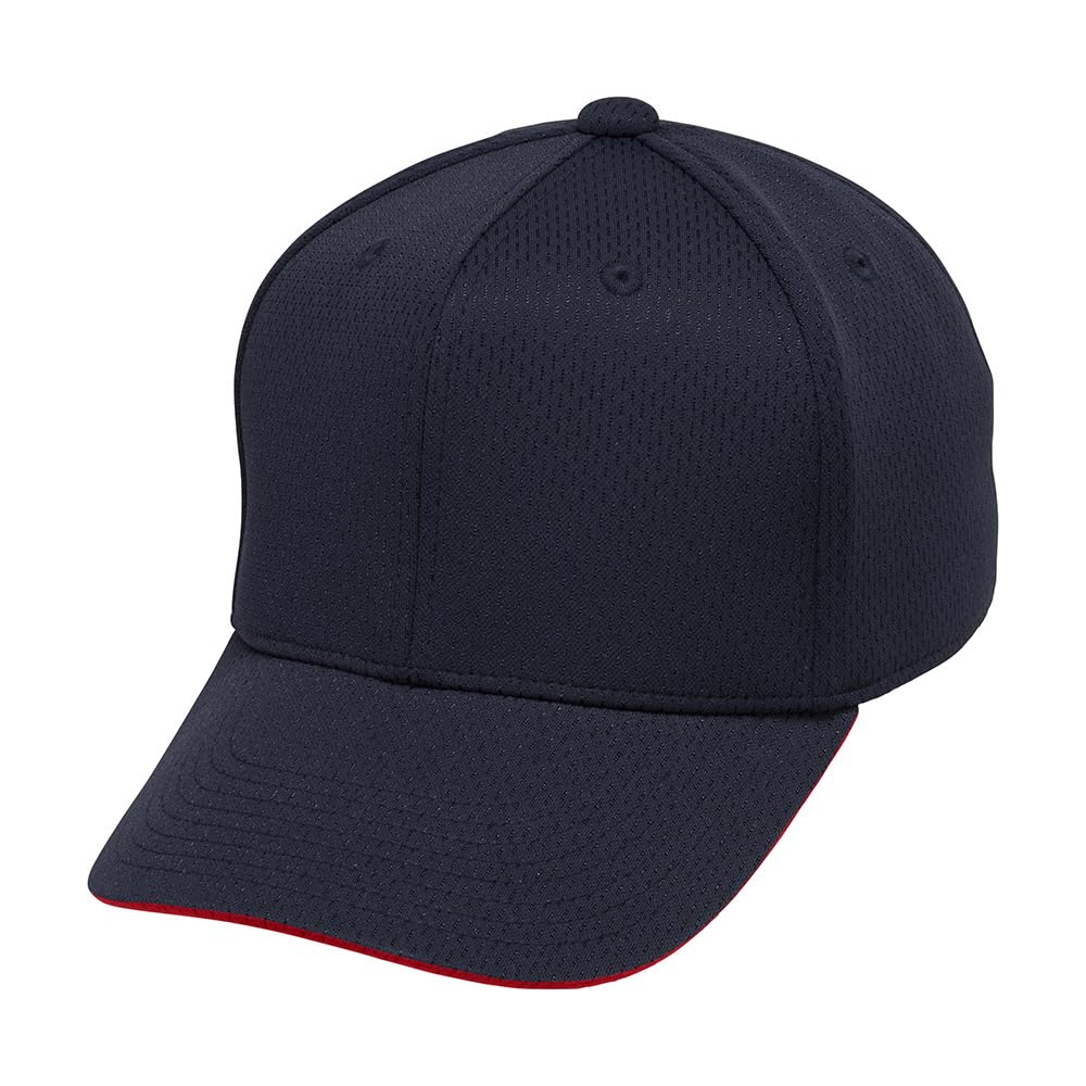 Mizuno Size L Baseball/Softball Cap, All-Mesh, Hexagonal, 12JWBB03, Navy/Red Sand,