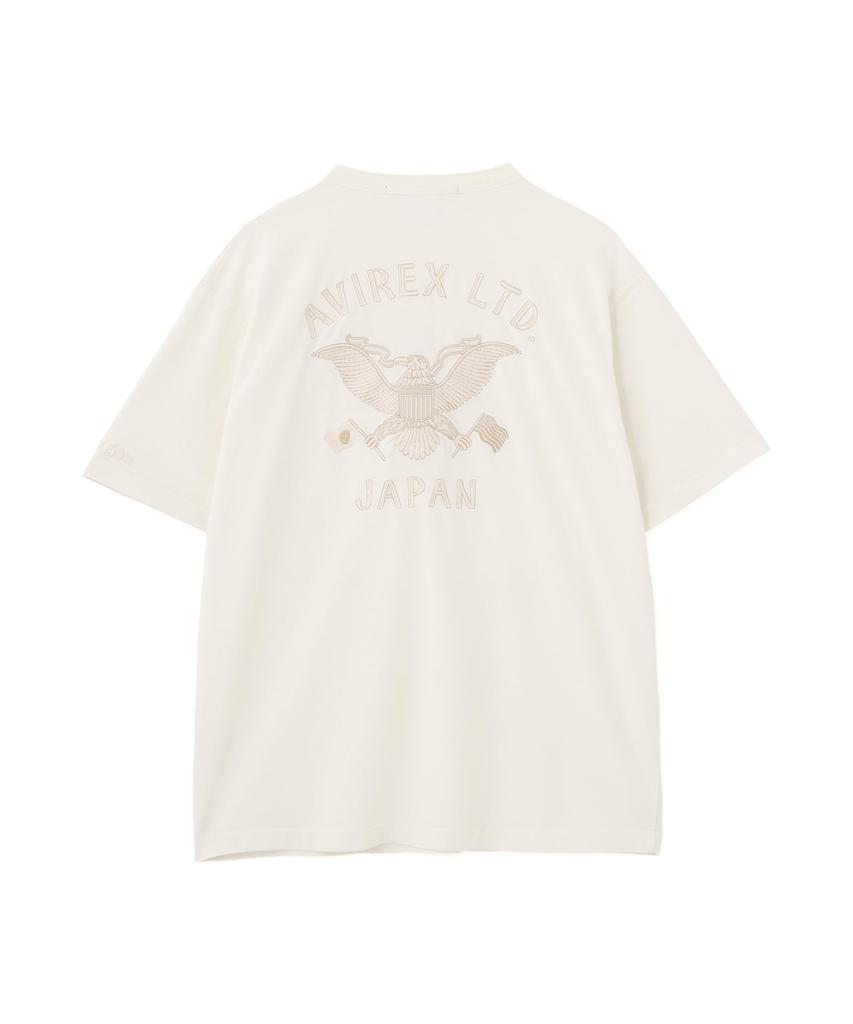 AVIREX SOUVENIR COLLECTION SUKA HENRY NECK T-SHIRT "EAGLE" Men's 2XL 033 Off White 783-5234017