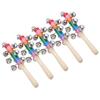 5pcs Handle Wooden Bells Colorful Percussion Instrument Infant Baby Rattle Toys with 10pcs Small