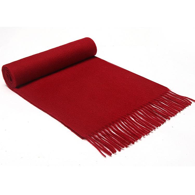 Mary Hot Sale Men's and Women's Solid Color Red Scarf Wool Thickened Business Autumn and Winter Scarf Company Annual Meeting Gift LOGO