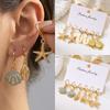 Bohemian Starfish Hoop Earrings Set Gold Beach Jewelry For Women Summer Vacation Accessories