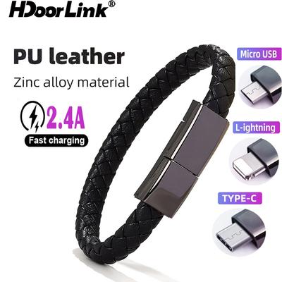 HdoorLink Bransoletka Kabel USB do ładowania Kabel do ładowania danych dla Samsunga Kabel USB C dla HUAWEI Typ C Micro USB Szybki kabel do ładowania