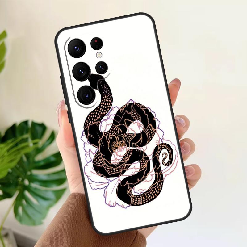 Snake Flower Soft Case For Samsung Galaxy S25 S24 S23 S22 S21 Ultra S9 S10 Plus S23 FE S24 FE Phone Cover