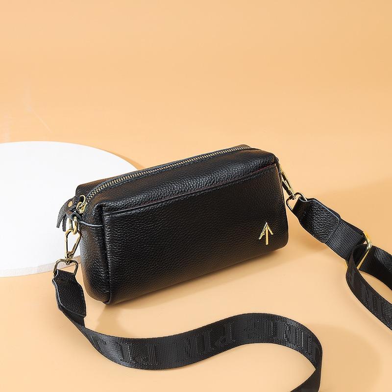 

Fashion lychee pattern cowhide shoulder bag trend versatile women s bag top layer cowhide crossbody bag vintage bag women one size fits all чёрный