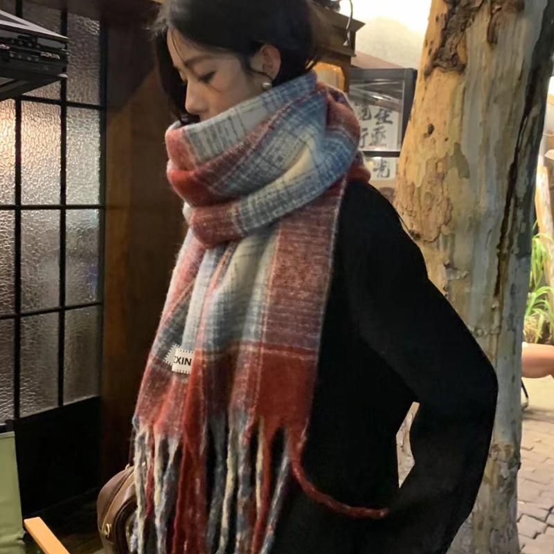 Autumn And Winter  Korean Plaid Scarf Women'S Thick Atmosphere Warm Student Shawl Neck Scarf