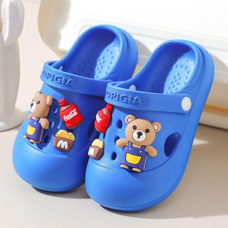 Children's Non-Slip Cartoon Beach Slippers, Closed-Toe for Ages 6-12, Two-Way Summer Shoes