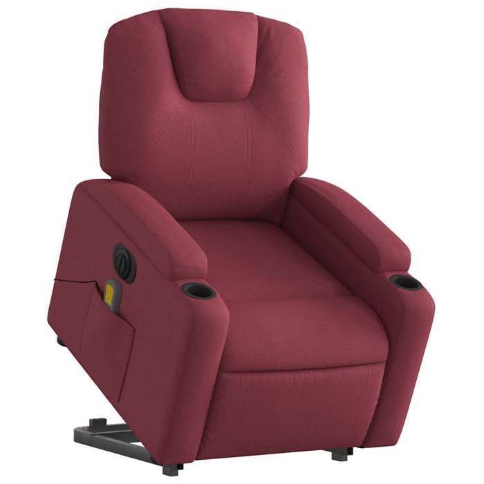 VidaXL Electric Massage Recliner Burgundy Red Fabric 3204407