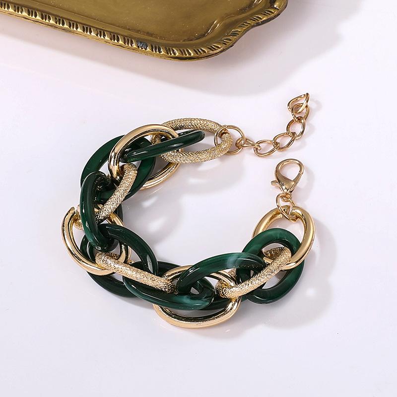 Accessories, Acrylic Leopard Geometric Colored Aluminum Chain Bracelet, Hip Hop Rough Jewelry For Women