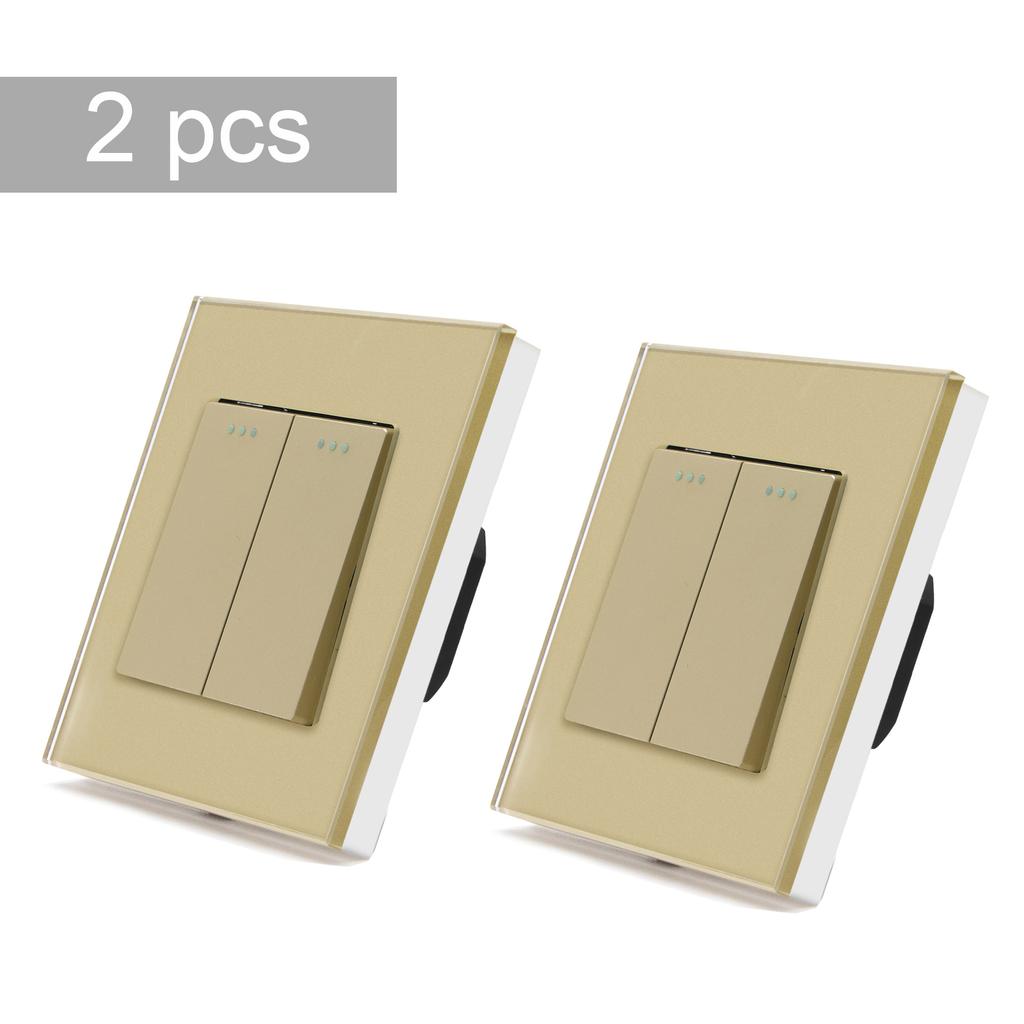 BSEED 1/2/3Gang Wall Switches 2Way Mechanical Light Switch On Off For Stairs Halls Glass Wall Rocker Switch EU Standard 2Pack