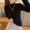 Women's Pure Cotton White Long Sleeve Slim Fit Base Layer Top for Autumn/Winter 2025