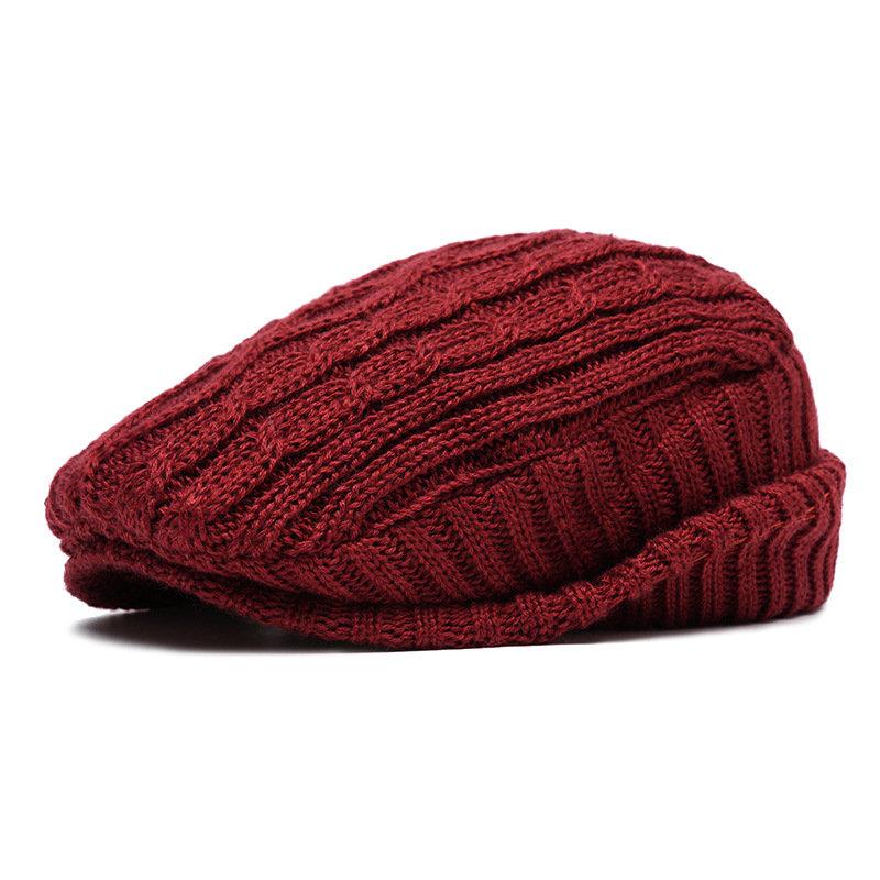 Autumn and Winter Knitted Woolen Hats Beret Caps Women Versatile Forward Hats Ear-protecting and Fleece Warm Men's Baseball Caps