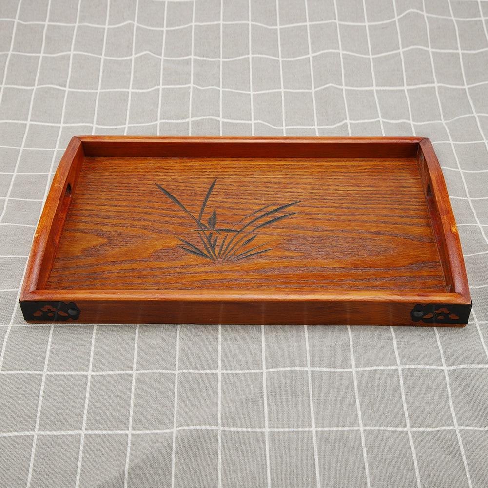 Large Wood Serving Tea Water Drinks Tray Wooden Breakfast Tea Serving Tray With Handle