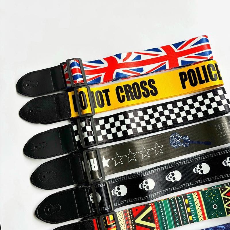 Colorful Print Guitar Strap Vintage Ethnic Style Adjustable Strap for Folk Electric Guitar Bass Ukulele Guitar Accessories