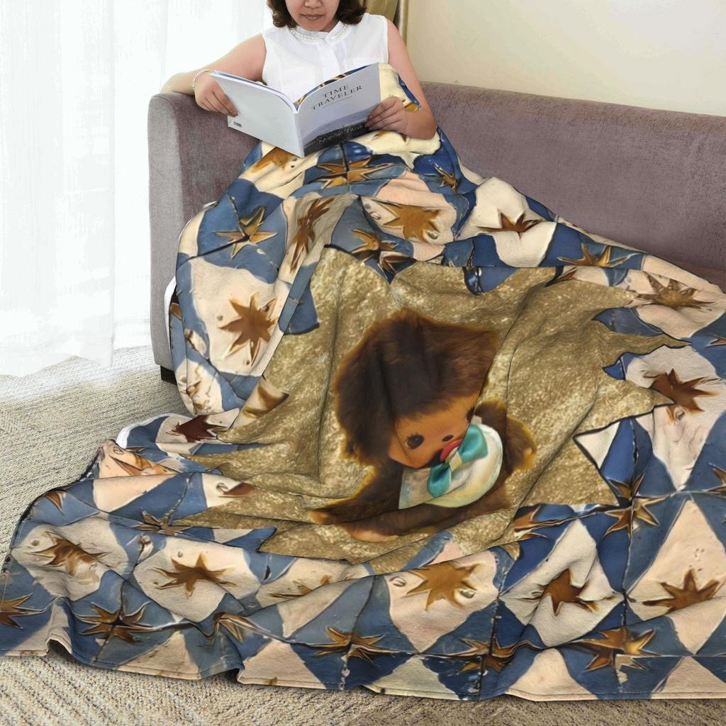 Monchhichis Plüschdecken Mädchen Jungen Flanell Überwurfdecke Für Schlafzimmer Weich Benutzerdefinierte DIY Qualität Tagesdecke Geschenkidee