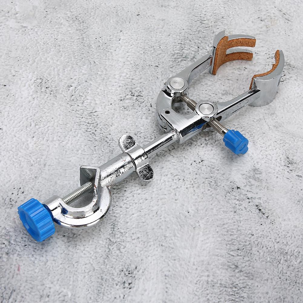 Long Handle Flask Clamp Clip 4 Prong Multifunction Direction Adjustable Laboratory Metal Holder