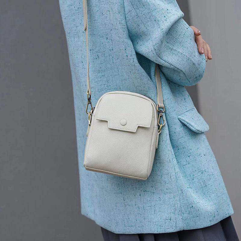 Dámské 2024 Mini crossbody tašky na telefon z pravé kůže - Jedinečné, kreativní a stylové malé tašky přes rameno