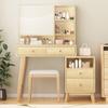 Dressing Table with Multi Drawers Big Mirror Wide Desktop Large Storage Space Smooth Surface Storing Wooden