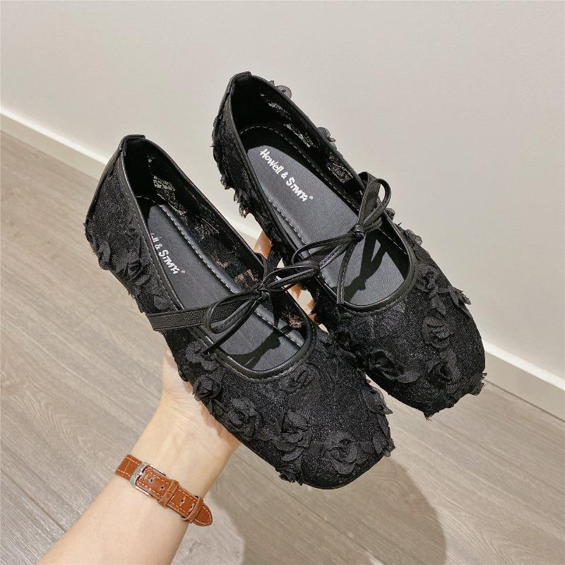 2026 Frühling Spitze Blume Damen Mary Jane Schuhe Mode Slip-On Komfort Straßenstil Weiche Sohle Damen Kleider flache Schuhe