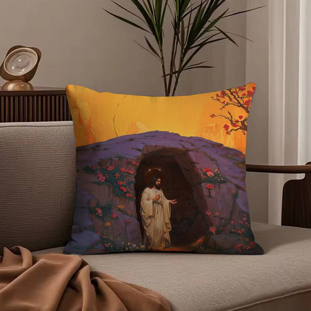 Anime J-Jesus Pillow Case Anti-dustmite Pillowcase Invisible zipper silky short plush Sofa cushion cover