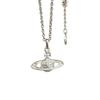 Empress Dowager High-Quality Pink Diamond Silver Necklace with Saturn Chain