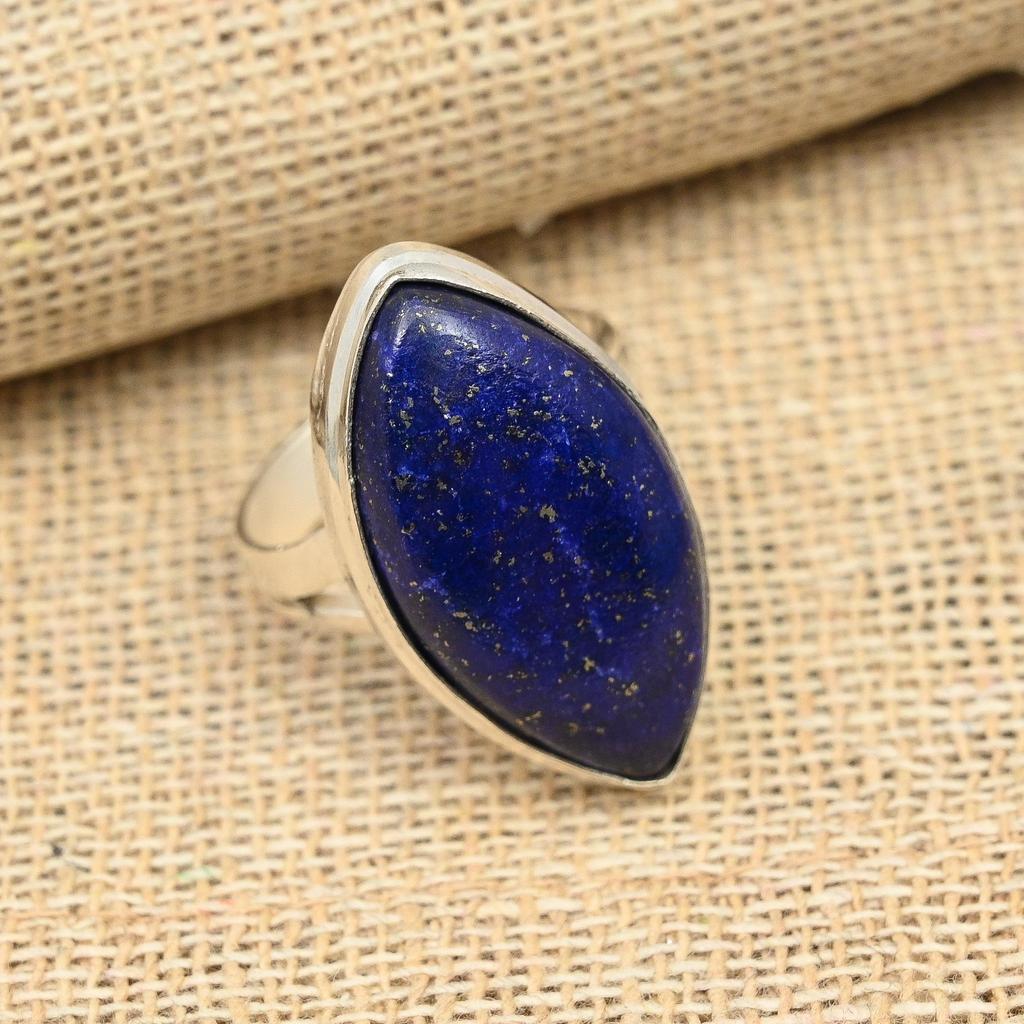 Lapis Lazuli Taşlı 925 Ayar Gümüş El Yapımı Güzel Takı Yüzük
