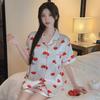 Light Luxury High-Value Love Ice Silk Sweet Pajamas Women'S Summer Short-Sleeved Suit Loungewear Can Be Worn Outside