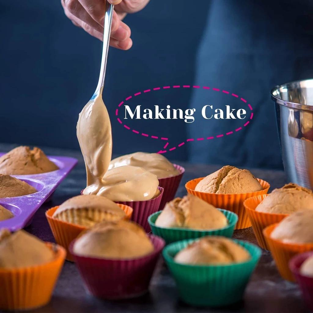 6 Stück Wiederverwendbare Silikon-Cupcake-Form Weihnachtsgeschenk Cupcake-Werkzeug Backform Backen Silikon-Muffin-Form für DIY in zufälliger Farbe