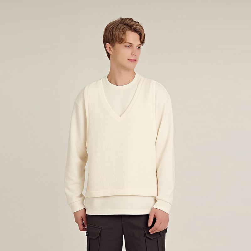 CUSTOMUS V-Neck Vest Layered Oversized Sweatshirt Cxs20Wkmta74